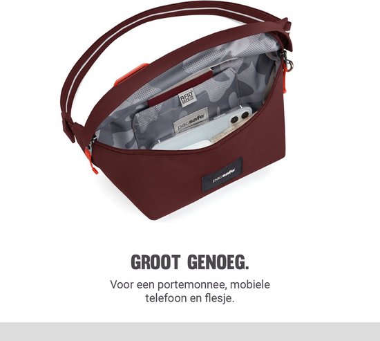 pacsafe Sac en bandoulière Sac banane Go Sling Pack Garnet Red Bordeaux