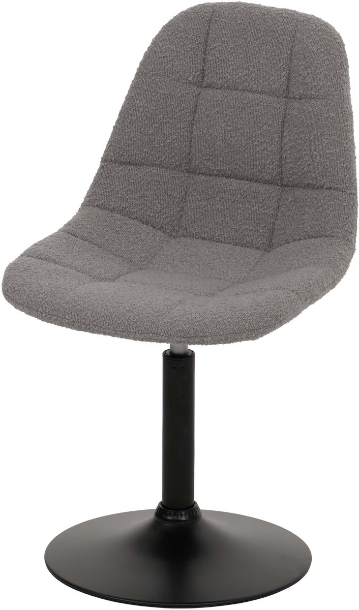 Eetkamerstoel MCW-A60, keukenstoel, draaistoel, staal, MVG, stof/textiel, bouclé (450 g/m²) ~ grijs