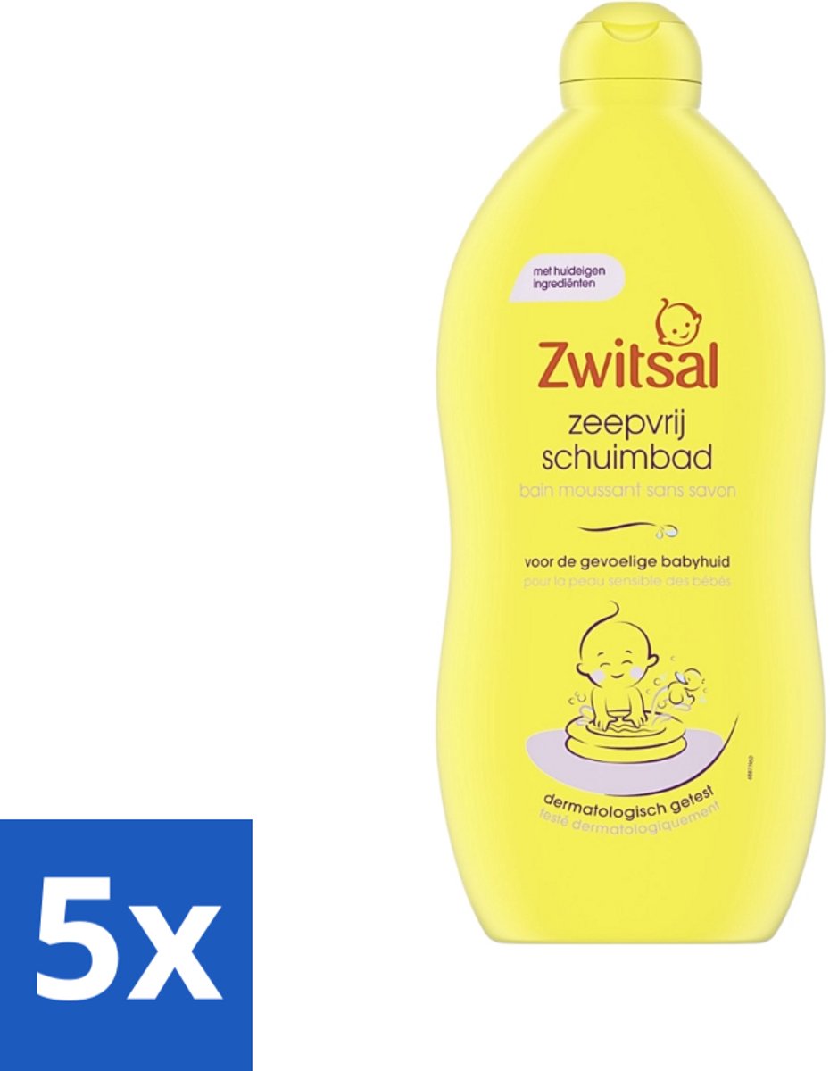 Image of 5 x Zwitsal - Schuimbad - Zeepvrij - Huidvriendelijk - 700 ml - Hypoallergeen Bad - SLES-vrij Bad - Babybadproducten