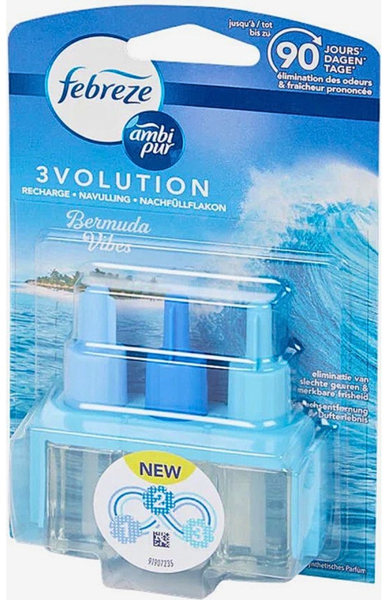 5 x Ambi Pur 3volution - Bermuda Vibes Navulling - Luchtverfrisser - 20 ml - Oceaanfrisse Geur - Luchtverfrisser - Geurverspreiding - 3Volution Systeem - Geurintensiteit
