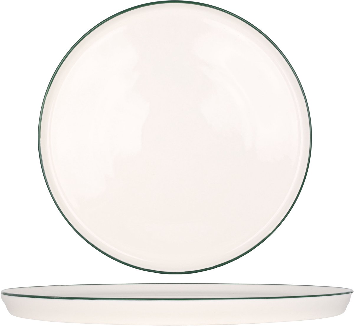 Rinart Dinerbord - Green Edge - Porselein - 28 cm - set van 6
