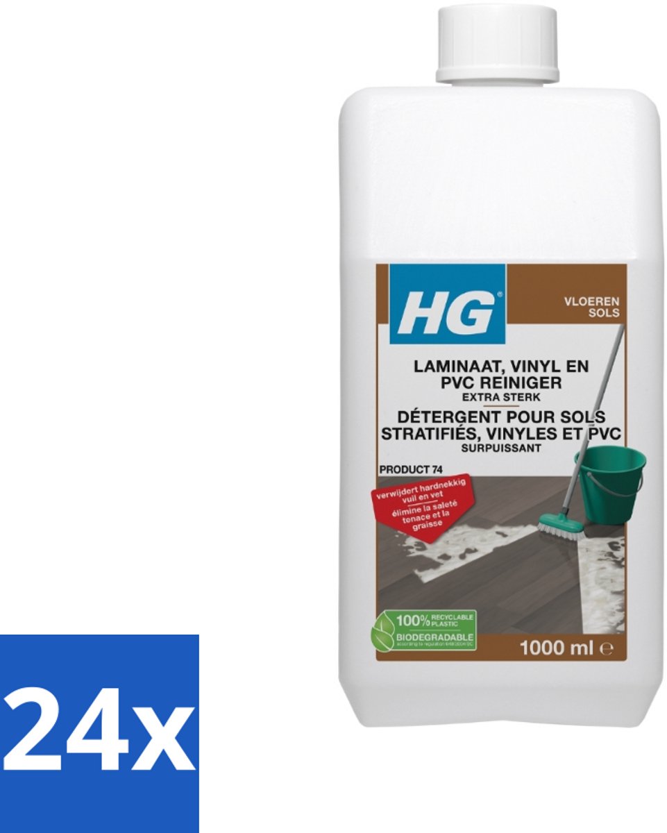 24 x HG Laminaatreiniger Extra Sterk 1 liter - Laminaatvloer Reiniger - Vloerreiniger - Hardnekkig Vuil - Vet Verwijderen - Laminaat Schoonmaken