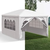 Tente de réception pliable LBB - Pavillon - 3x4 - Facile à monter - Étanche - Avec parois latérales - Résistant aux intempéries - Marron