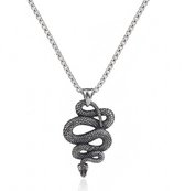 Chaîne à maillons argentée avec pendentif serpent - collier pour homme - design saisissant - pendentif fantaisie