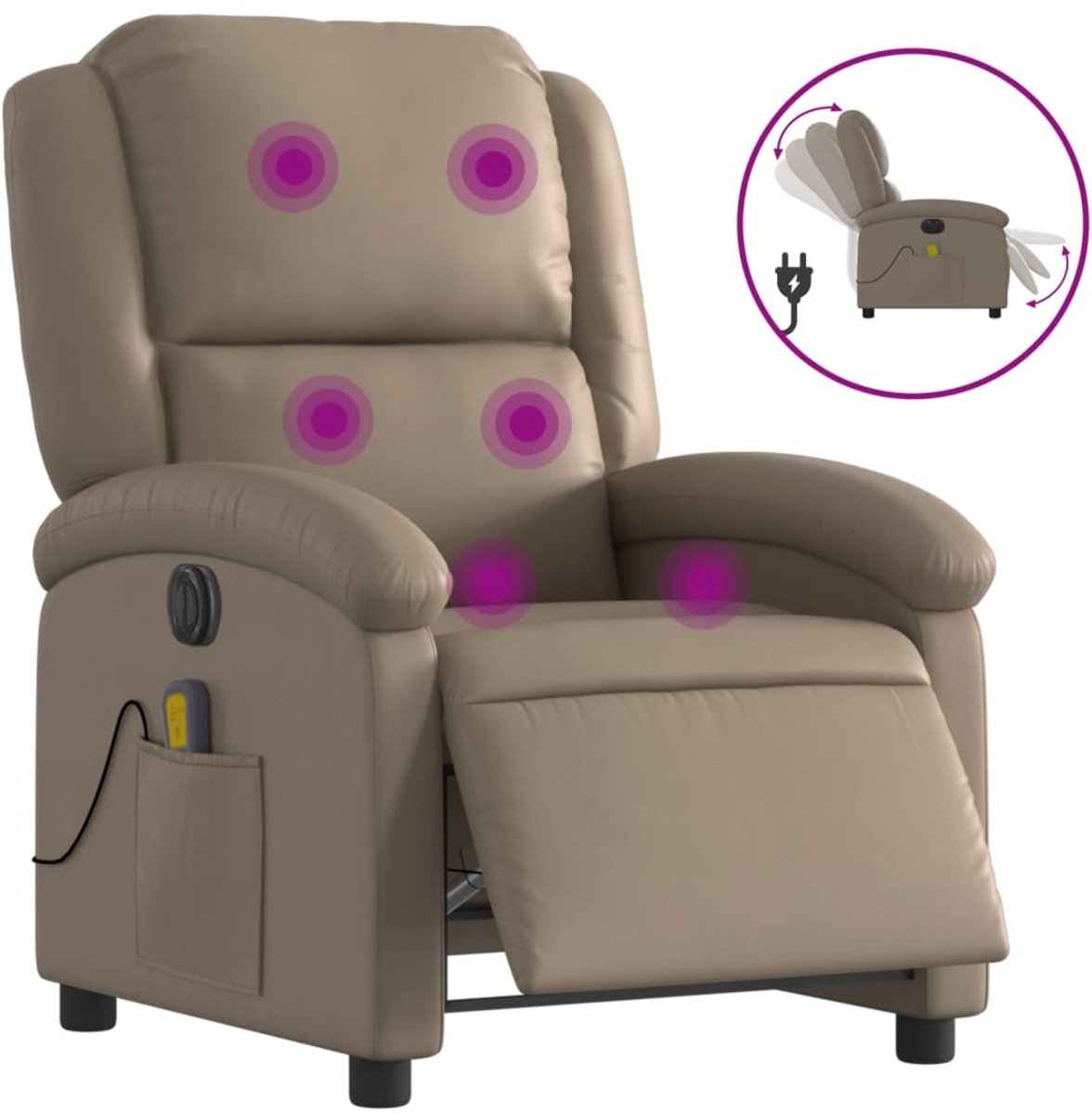 vidaXL Massagestoel - verstelbaar - elektrisch - kunstleer - cappuccinokleurig
