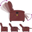 Rood leren massagestoel, met illustraties die de verstelbare standen tonen.