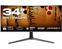 JAPANNEXT Curved Monitor 34" IPS UWQHD (3440x1440) | JN-IPSC34UWQHDR-C65W-H