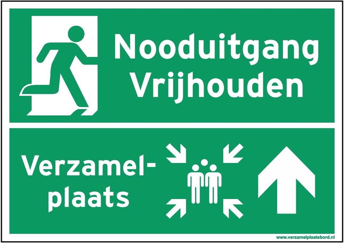 Nooduitgang vrijhouden - Verzamelplaats rechtdoor 420x297 mm Palboard (gerecycled kunststof)