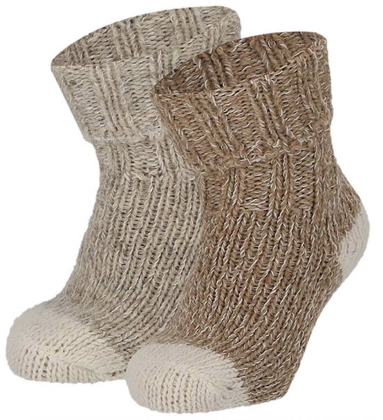 Apollo - Bébé - Chaussettes en laine - Lot de 2 - Beige - Taille 19/22