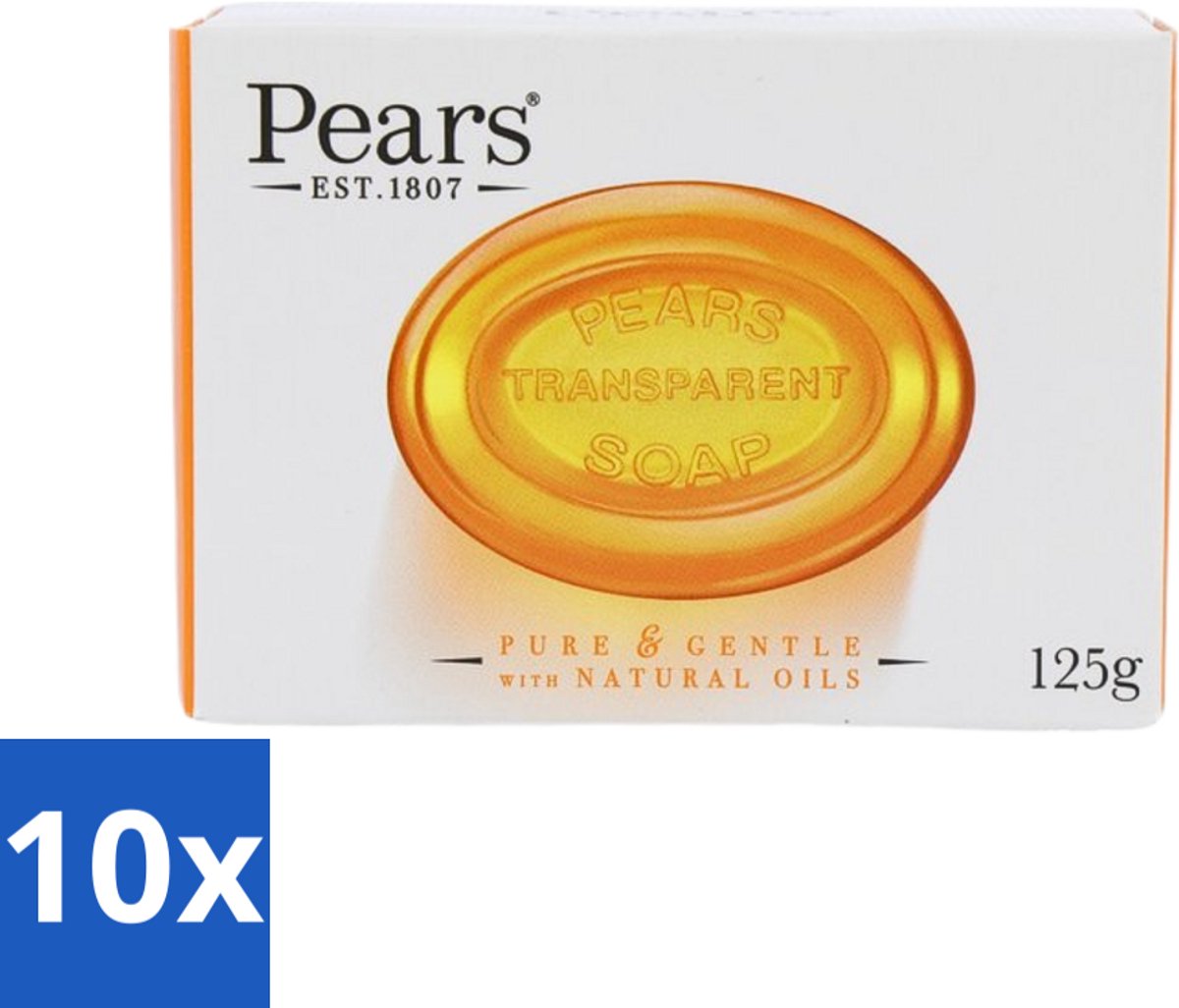 10 x Pears - Zeep - Transparant - Zacht - 125 Gr - Zeep - Mint Extract - Verkoelende Zeep - Verfrissende Zeep - Huid Reinigen