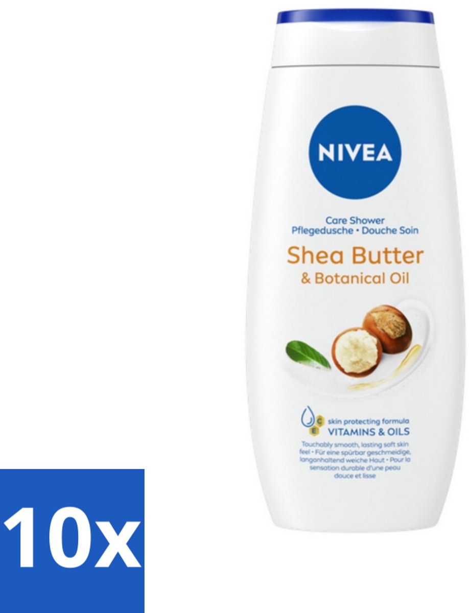 10 x Nivea - Douchegel - Shea Butter & Botanical Oil - 250 ml - Douchegel - Shea Butter - Natuurlijke Olie - Huidverzorging - PH-huidneutraal