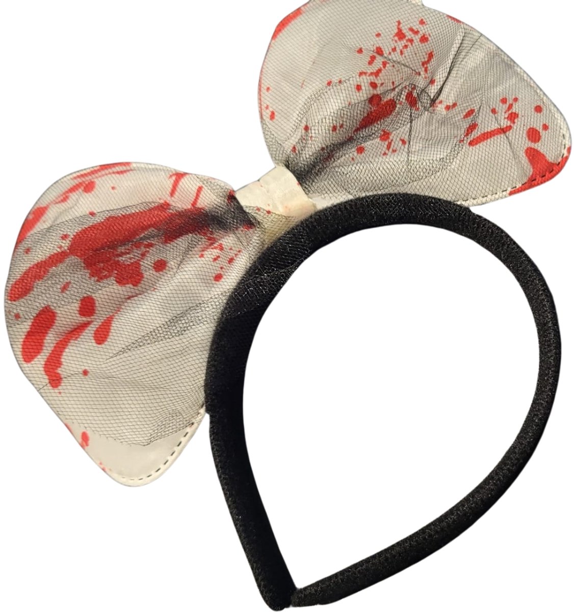 Halloween Diadeem Strik - Wit Met Bloedspetters