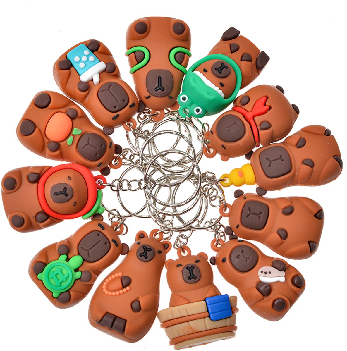 24 stuks sleutelhanger capibara - keychain capybara - uitdeel cadeautje traktatie - speelgoed voor kinderen - blind box - per stuk verpakt in een mooi doosje
