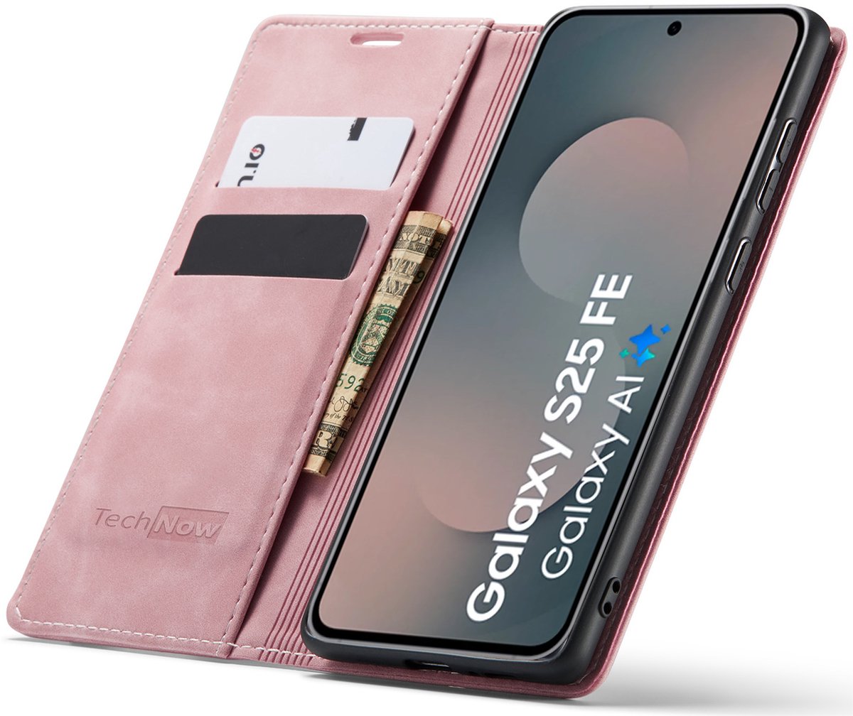 Hoesje geschikt voor Samsung Galaxy S25 FE - Book Case Leer Slimline Roze