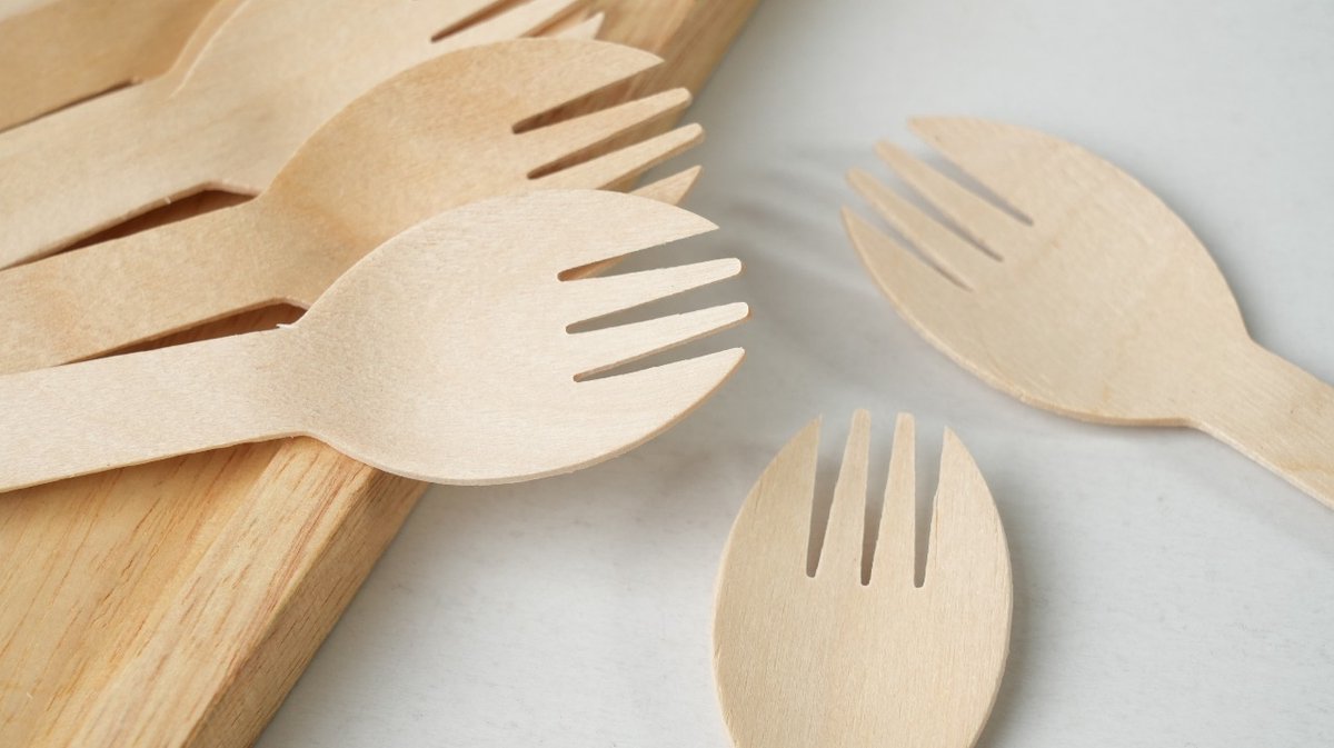 200x Houten lepel vork 160mm 100% FSC Biologisch