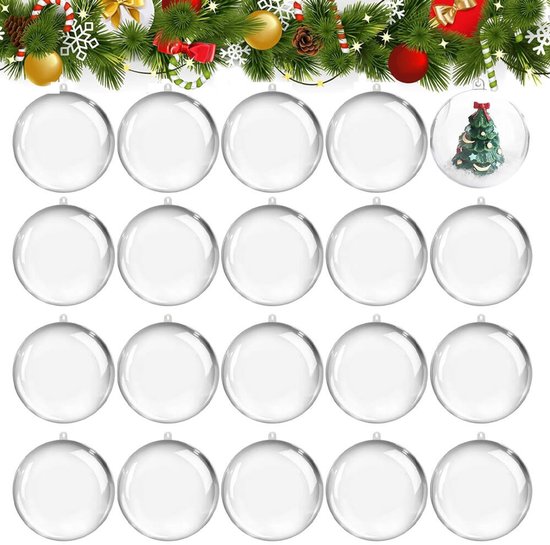20x Transparante Kerstballen (6cm) - om te Vullen en te Versieren - kerstballen - kerstversiering - Kerstballen - Gepersonaliseerde Kerstboomversiering - Kunststof - Voor Halloween, Kerst, Verjaardag, Feesten, Bruiloft, Home Versiering Ballen