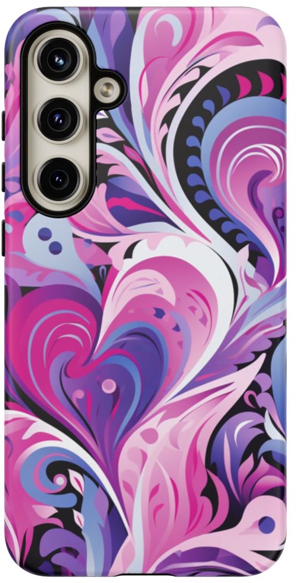 Roze en Paarse Hartjeswerveling – Telefoonhoesje Geschikt voor Samsung Galaxy S24 Plus