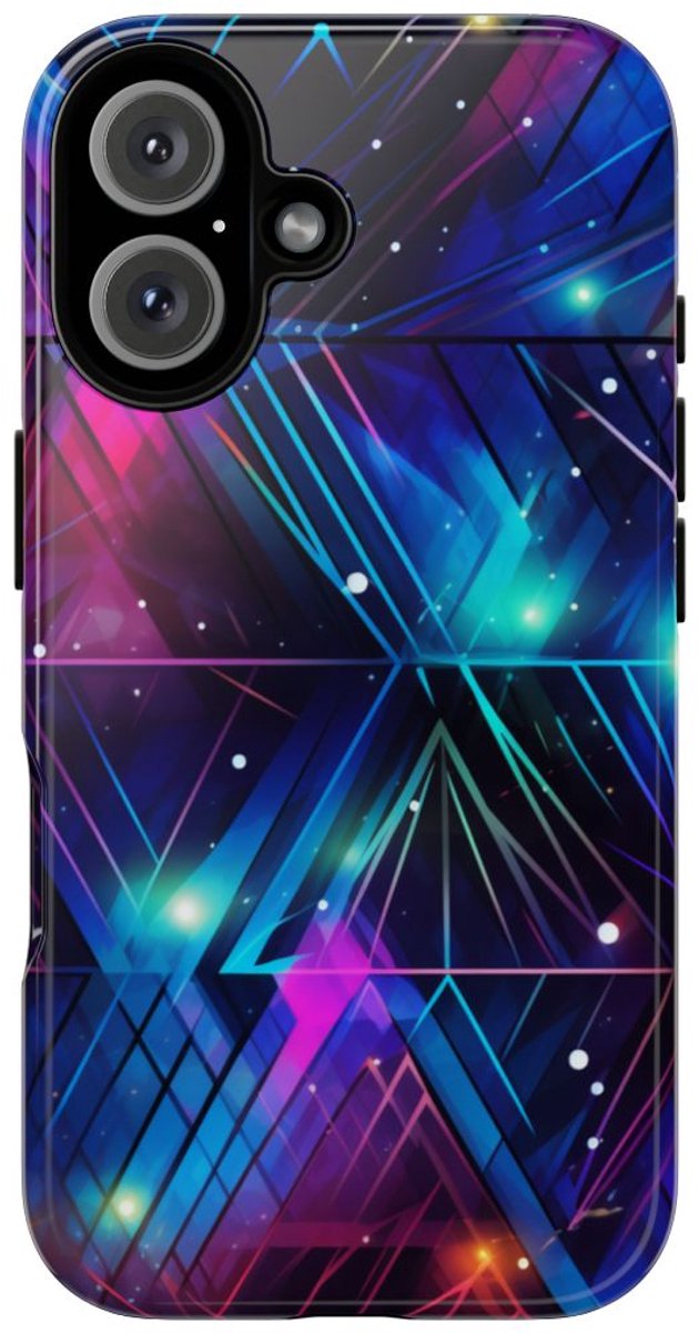 Geometrisch Neon Aurora Abstract – Telefoonhoesje Geschikt voor iPhone 16