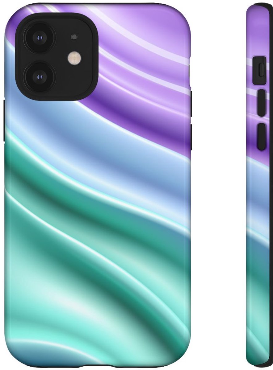 Zachte Pastelgolven met Glanzende Afwerking – Telefoonhoesje Geschikt voor iPhone 12