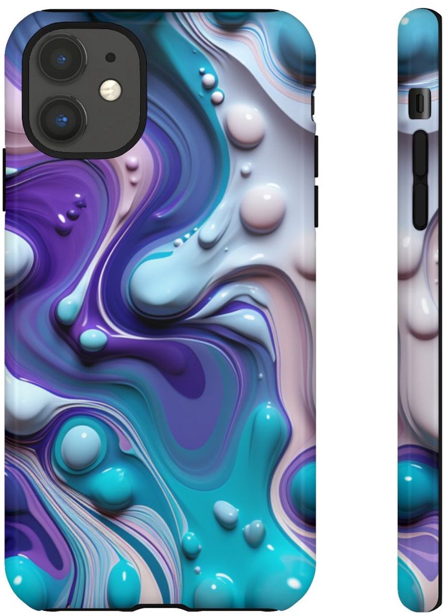 Paars-Blauw Abstract Vloeipatroon – Telefoonhoesje Geschikt voor iPhone 11
