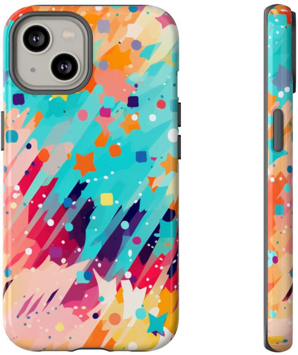 Kleurrijk Abstract Spattenpatroon – Telefoonhoesje Geschikt voor iPhone 14
