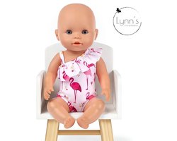 Lynn's poppenkleertjes - Geschikt voor Babypop - Flamingo badpak - Zwemkleding - Roze - Strandkleding - Zomer - In cadeauzakje