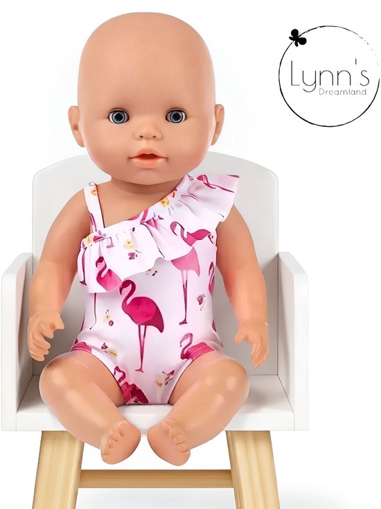 Lynn's poppenkleertjes - Geschikt voor Babypop - Flamingo badpak - Zwemkleding - Roze - Strandkleding - Zomer - In cadeauzakje