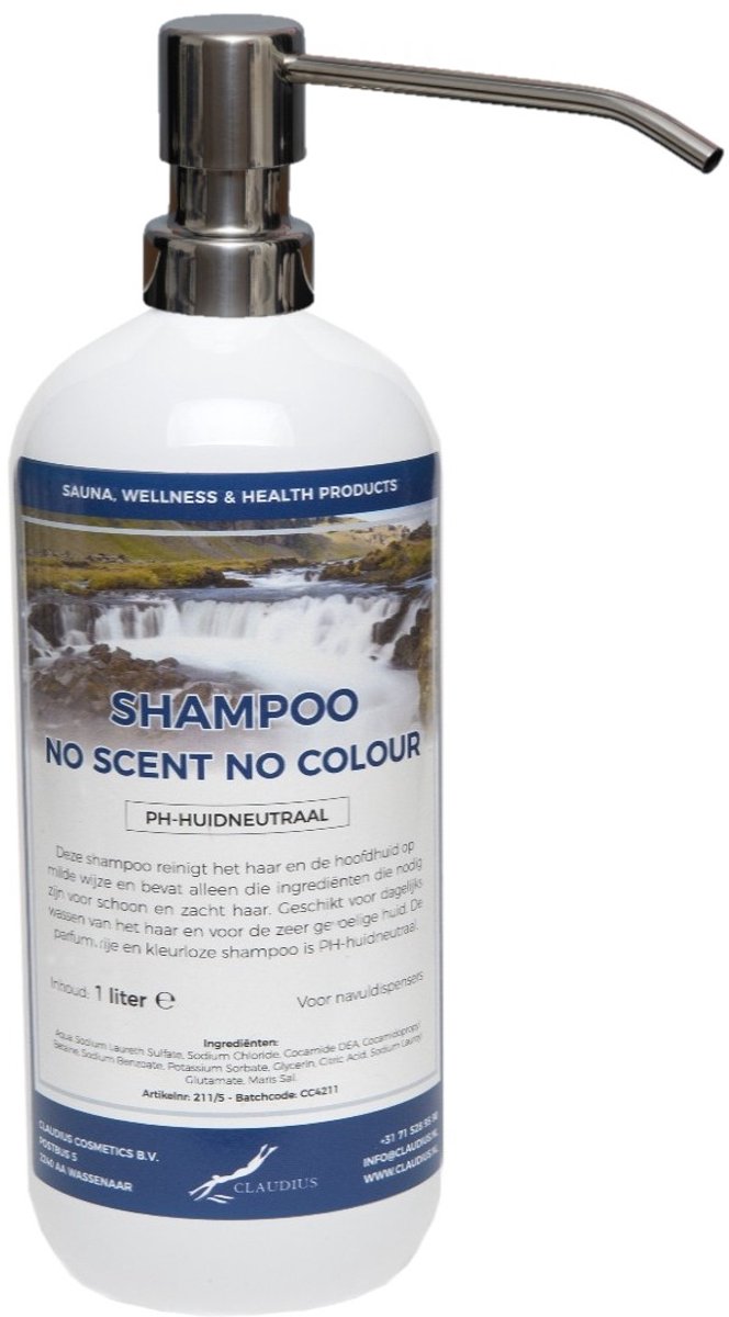 Shampoo No Scent No Colour - 1 liter met zilveren pomp - Haarverzorging