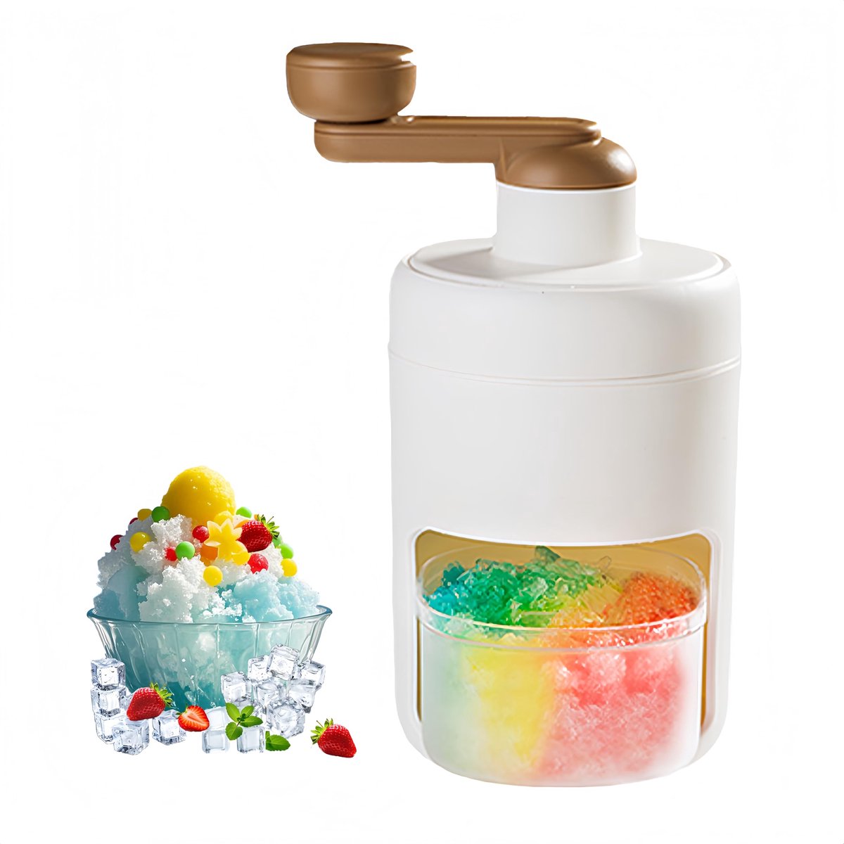 QTTVBTNA -IJscrusher Met Draaislinger – Geen Stroom Nodig – Lichtgewicht & Draagbaar – Ideaal Voor Camping, Feestjes & Thuisgebruik