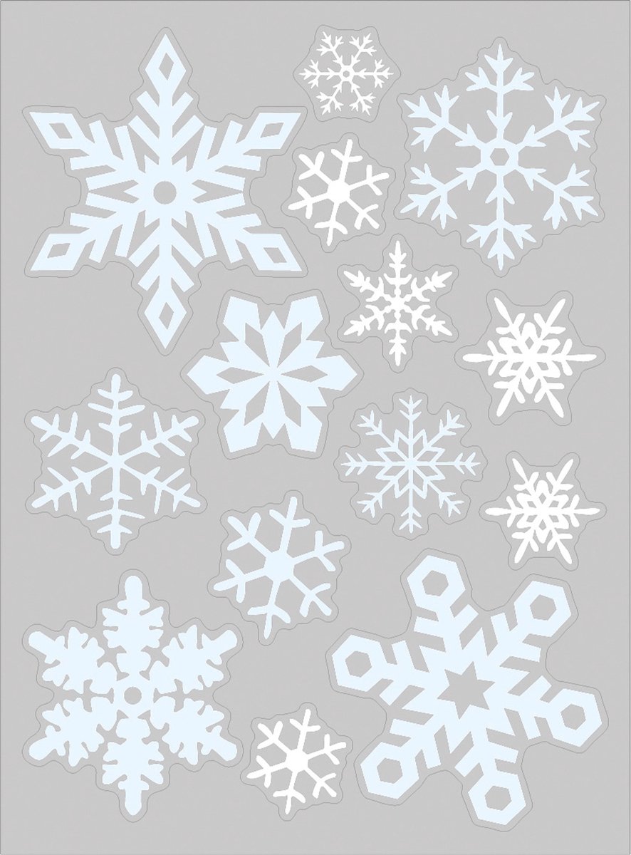 Anna's Collection Kerst raamstickers witte sneeuwvlokken - vel van 34 x 28 cm - raamdecoratie - raamversiering