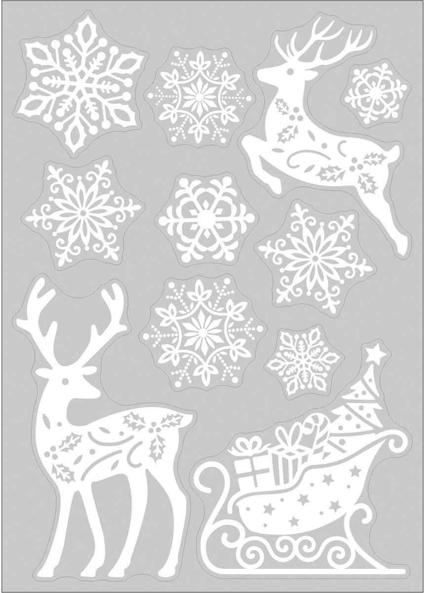 Anna's Collection Kerst raamstickers Rendier - vel van 34 x 28 cm - raamdecoratie - raamversiering