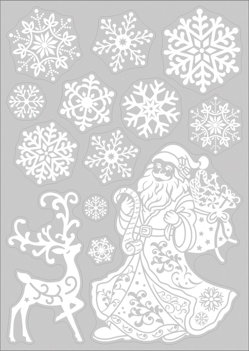 Anna's Collection Kerst raamstickers Kerstman - vel van 34 x 28 cm - raamdecoratie - raamversiering