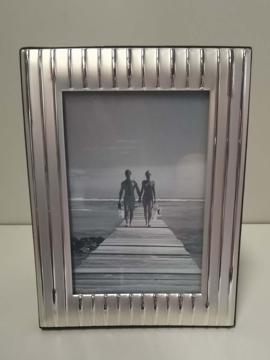 Fotolijst - Ribbel - fotomaat: 9x13cm - Glans - Zilver - Klassiek.