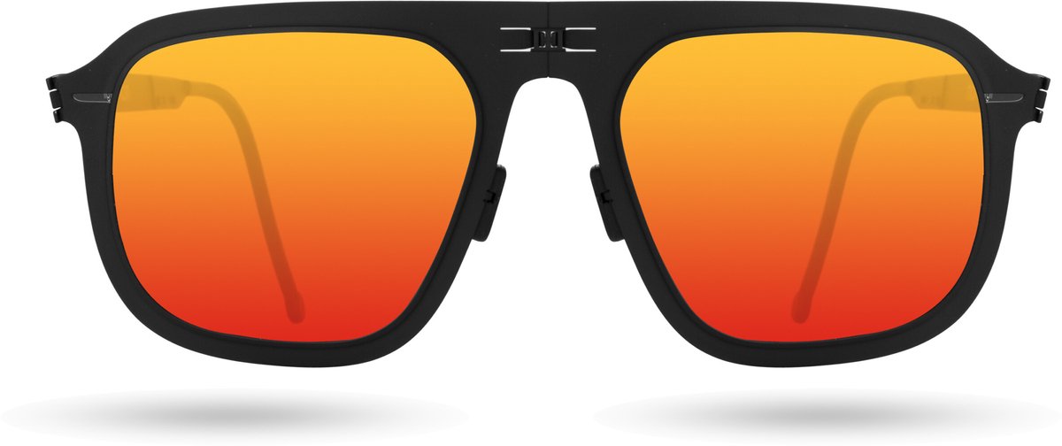 ROAV VIRGIL - Opvouwbare zonnebril – Polariserend UV400 - Matte Black - Red Mirror glazen