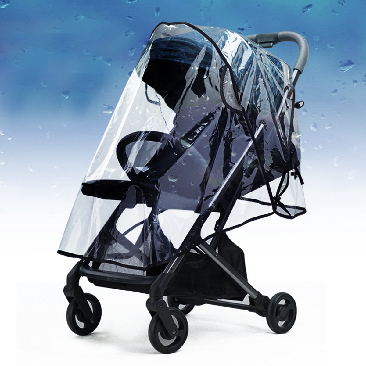 Regenhoes Kinderwagen Universeel - Regenhoes Voor Kinderwagen - Buggy Hoes - Ademend - Regenbestendig - Stofkap - Duurzaam - Universeel Kinderwagenaccessoire - Transparant - Geschikt Voor De Meeste Kinderwagens En Kinderwagens – foto 4
