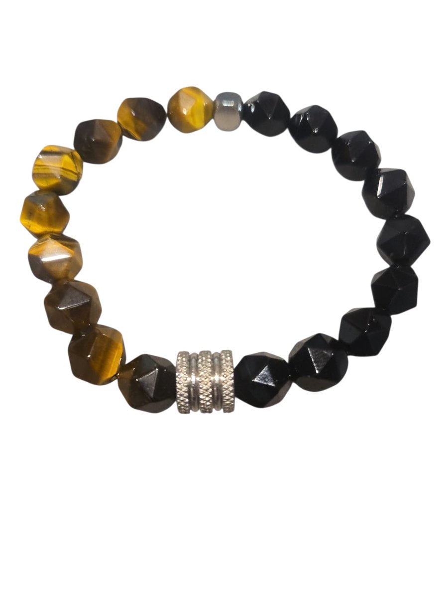 tijgeroog met obsidiaan armband