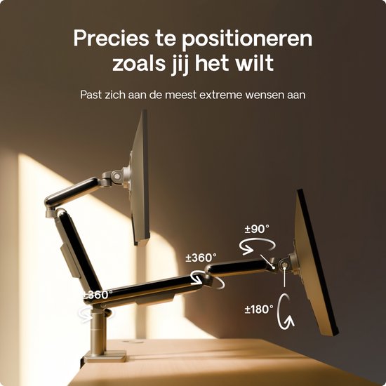 Desktronic Monitorarm Dubbel Zwart - VESA 75x75mm - 100x100mm