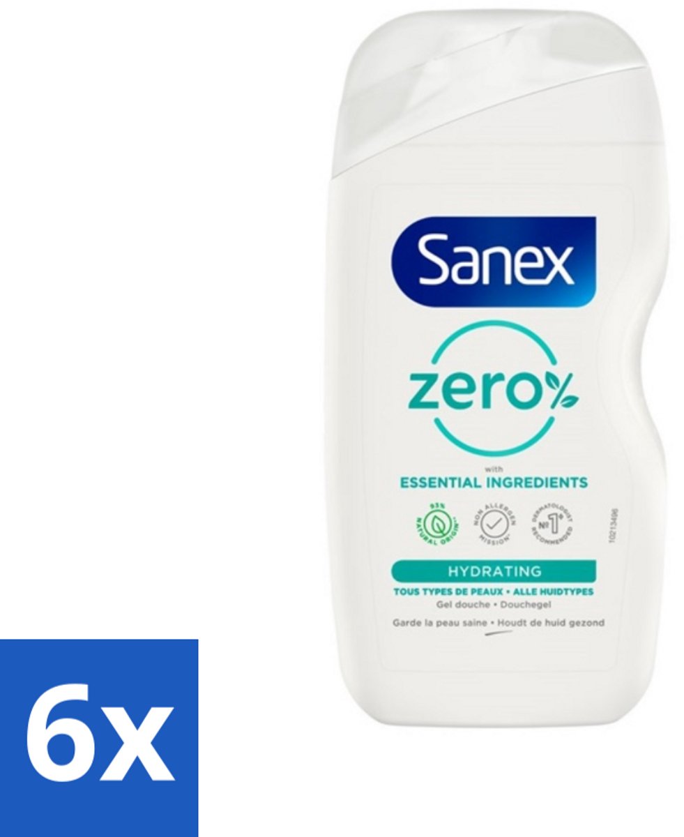 6 x Sanex Zero % - Douchegel - Hydrateert - Alle Huidtypes - 400 ml - Sanex Douchegel - Hydraterende Douchegel - Douchegel Zonder Sulfaten - Douchegel Zonder Kleurstoffen - Douchegel Voor Alle Huidtypes