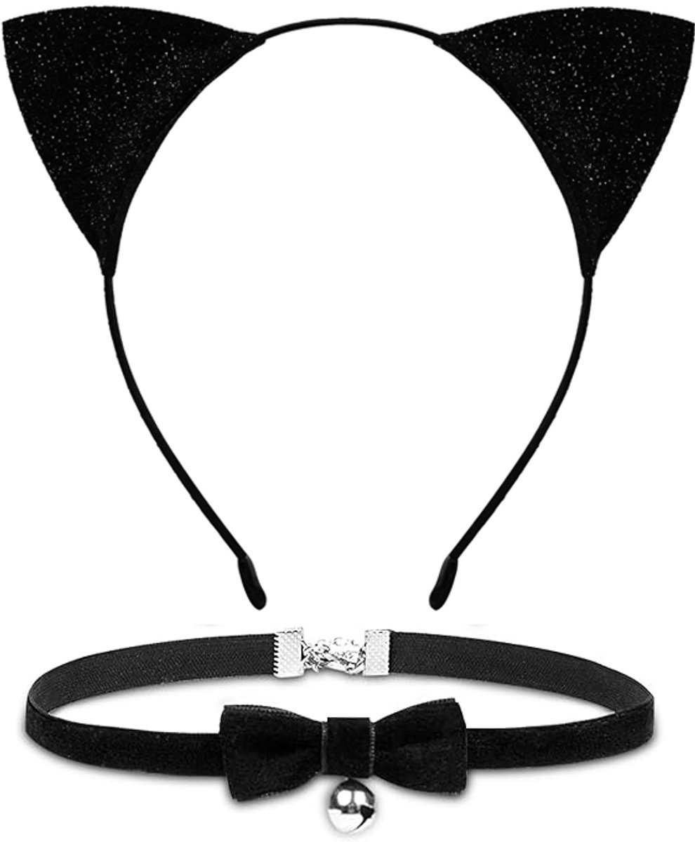 Halloween decoratie - Accessoires - Halloween accesoires -Verkleedaccessoires - Halloween kostuum accessoires - Zwarte kattenoren hoofdband - Bel choker set - Voor - Halloween - Verjaardagsfeestje