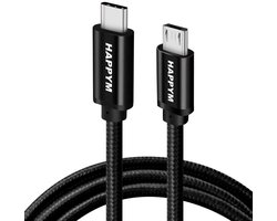 Câble USB C vers Micro USB 2 m – Charge rapide et transfert de données – Noir – Compatible avec Samsung, Sony, Huawei et plus