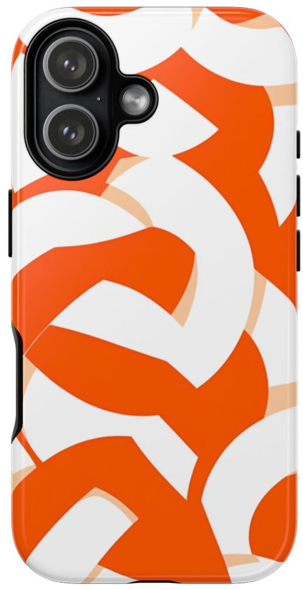 Oranje en Wit Geometrisch Patroon – Telefoonhoesje Geschikt voor iPhone 17