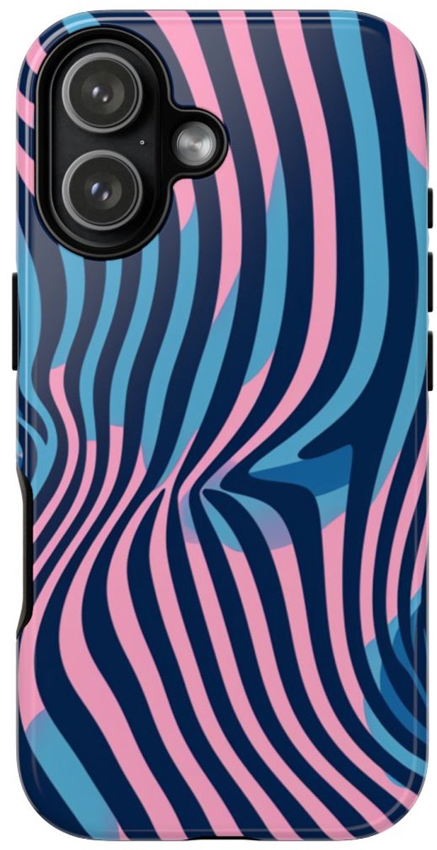 Golvend Blauw-Roze Optische Illusiepatroon – Telefoonhoesje Geschikt voor iPhone 17