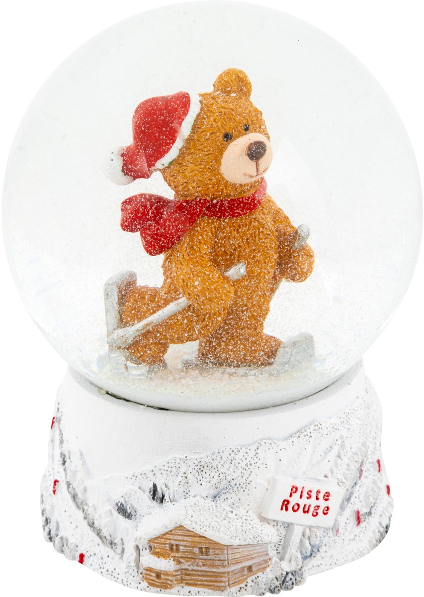 Sneeuwbal, skiende teddybeer, Ø 8 cm