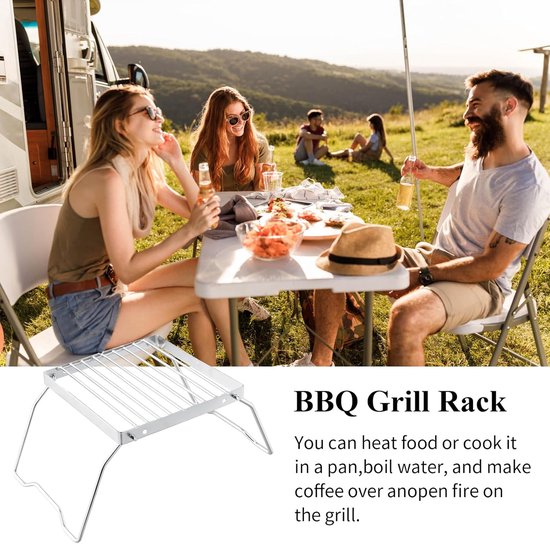 Daity Kampeergrill - draagbare kampvuurgrill - buitengrill - branderstandaard - grill - roestvrij staal - opvouwbare kampvuurgrill - geschikt voor backpacken - barbecueën - wandelen - picknicken - vissen — afbeelding 5