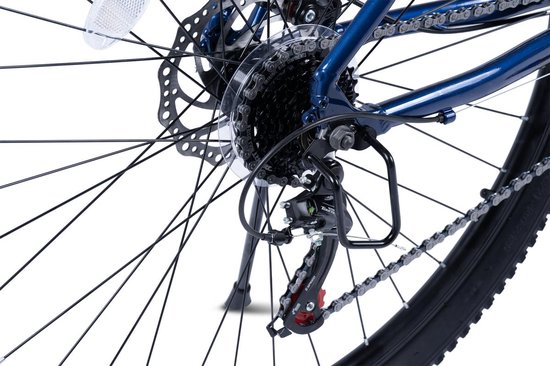 Merax 29 Inch Mountainbike Hardtail - 100mm Voorvork - 21 Versnellingen Shimano Tourney - Aluminium Frame - Mechanische Schijfremmen - Trekkingfiets voor Volwassenen 175-190cm - Blauw van Merax — afbeelding 2