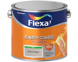 Flexa - Easycare Muren Muurverf - Urban Taupe - Mengverf - 2.5 Liter - 25m2 - Voor binnen - Bruin - Vlekwerende technologie - 10x beter schrobbaar* - Stoot vlekken af - Extreem goed reinigbaar