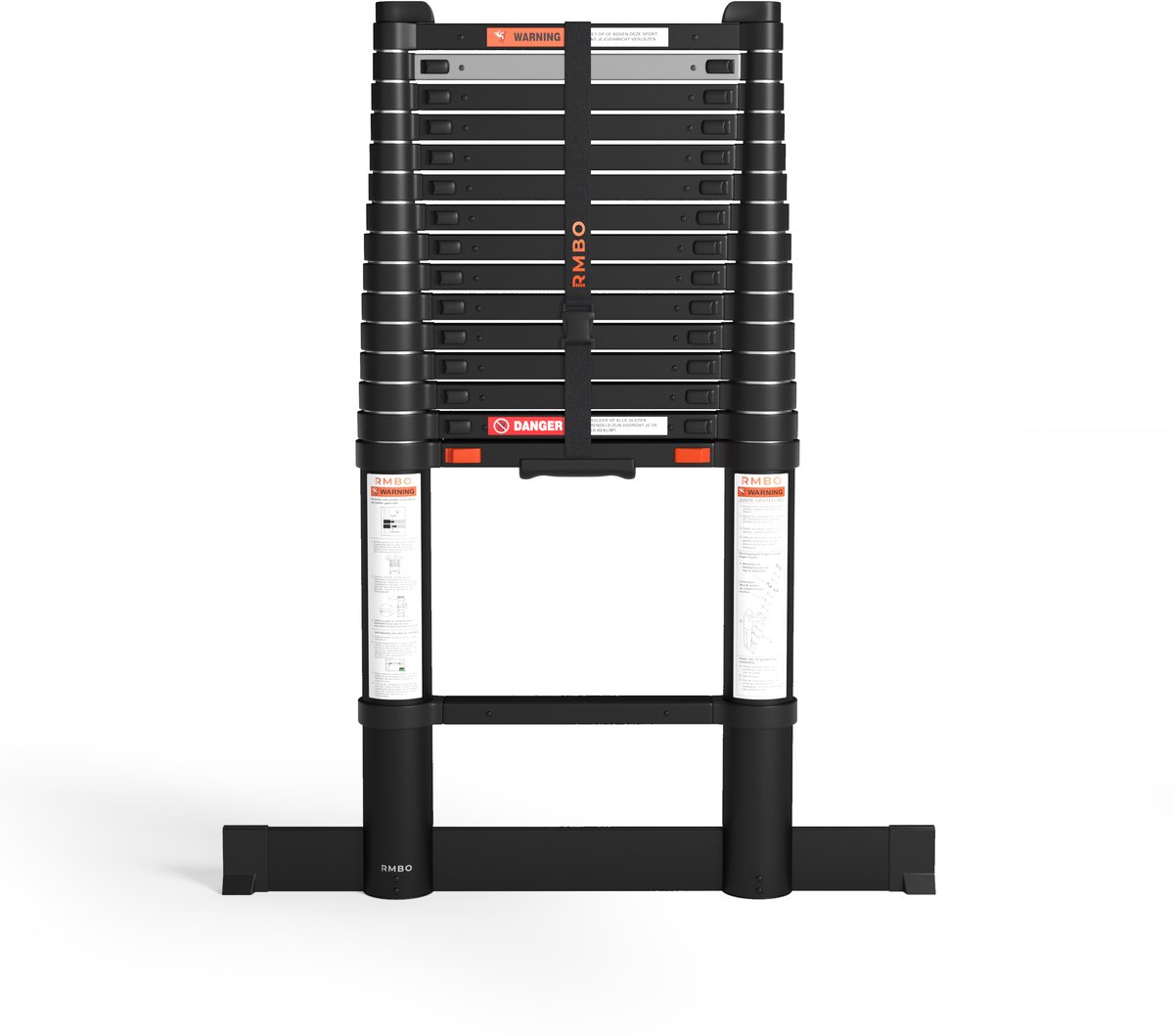 RMBO Telescopische Ladder - Telescoopladder - 4.70m lang, Compact en Draagbaar met Soft Closing Systeem, Geschikt voor Particulier en Professioneel Gebruik, Telescopische Vouwladder, Max. Belasting 150 kg, EN 131.6