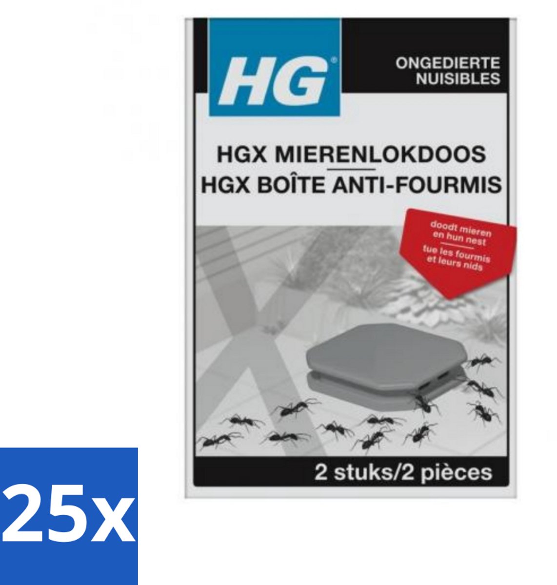 25 x HG X Mierenlokdoos 2 stuks per verpakking - Mierenbestrijding Binnen - Mierenlokdoos - Mierenbestrijding - Mierenbestrijding In Huis - Mierenbestrijding Op Looproutes