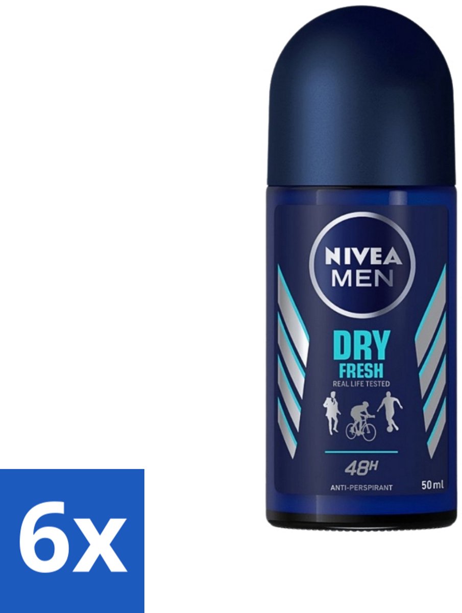 6 x Nivea - Men - Deodorant - Roller - Dry Fresh - 48 Uur Lang Werkend - 50 ml - NIVEA MEN Deodorant Roller - Anti-transpirant - 48 Uur Bescherming - Alcoholvrij - Frisheid