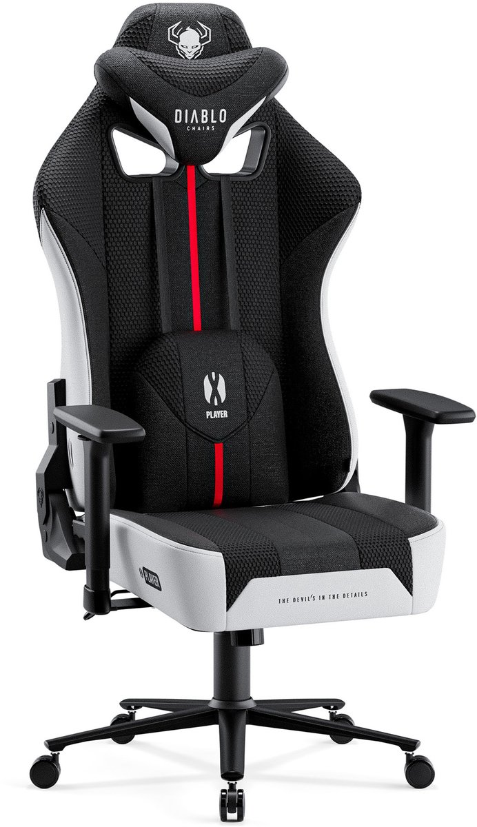 DIABLO CHAIRS - Gaming stoel X-Player 2.0 - Bureaustoel verstelbaar - King size - Wit / Zwart
